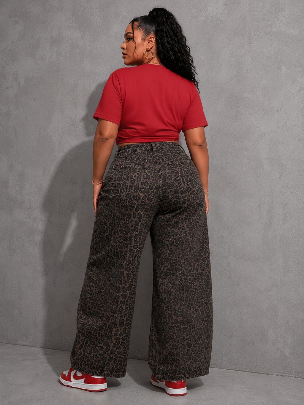 Leopard Wide Leg Jeans